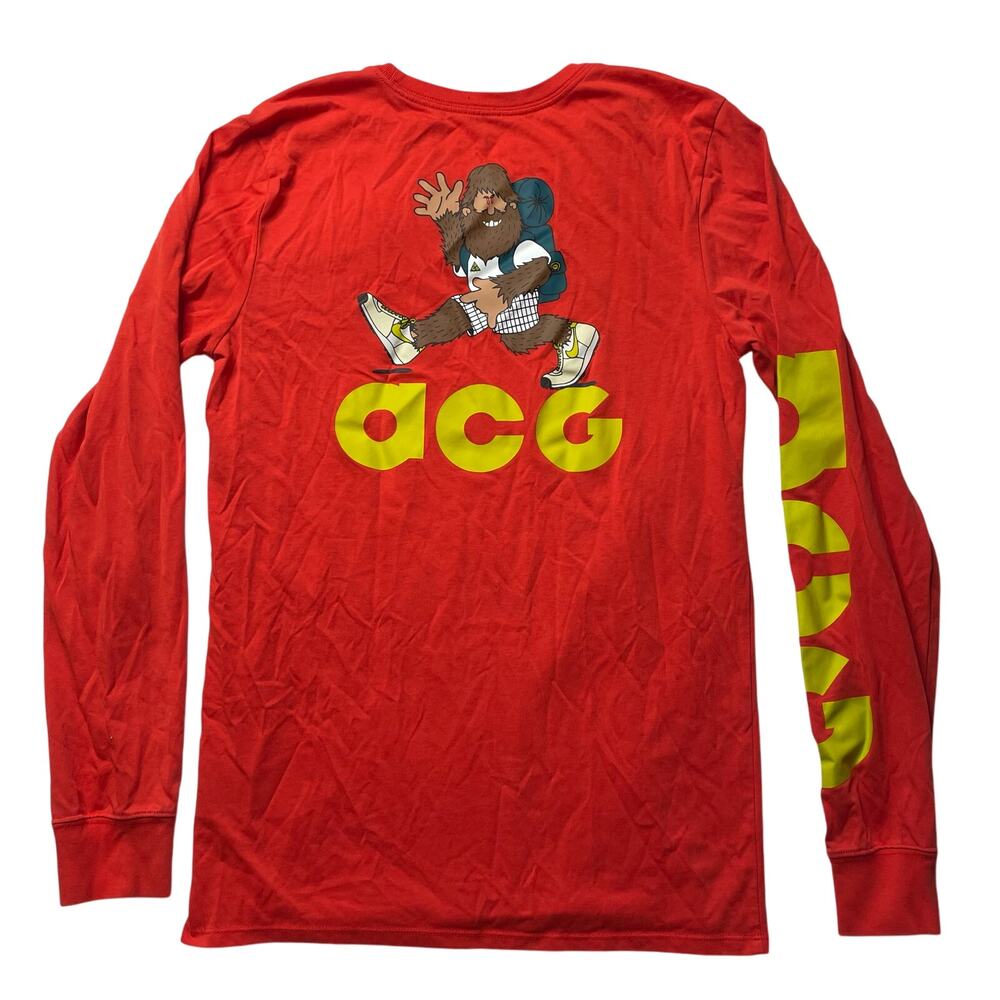 Nike ACG Hiking Man Long Sleeve Shirt Red Size Small Athleisure Outdoors